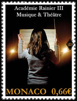 timbre de Monaco N° 2984 légende : Académie Rainier III
