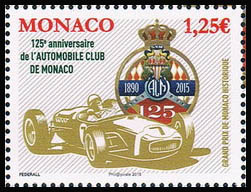 timbre de Monaco N° 2988 légende : 125ème anniversaire de l'automobile club de Monaco