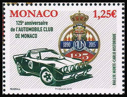 timbre de Monaco N° 2989 légende : 125ème anniversaire de l'automobile club de Monaco