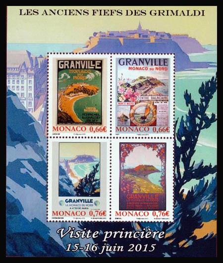 timbre de Monaco N° F2980 légende : Visite de S A S Albert II à Granville, ancien fièf des Grimaldi