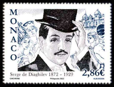 timbre de Monaco x légende : 150e anniversaire de la naissance de Serge de Diaghilev 1872-1929