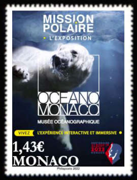 timbre de Monaco x légende : Mission Polaire exposition