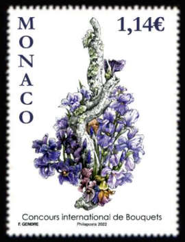 timbre de Monaco x légende : Concours international de bouquets