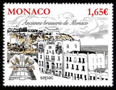 timbre de Monaco x légende : Ancienn brasserie de Monaco