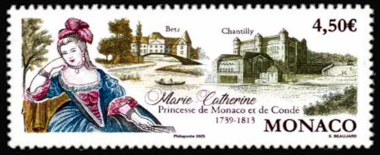 timbre de Monaco x légende : Marie-Catherine princesse de Monaco et de Condé