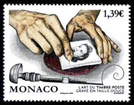 timbre de Monaco x légende : L'art du timbre gravé