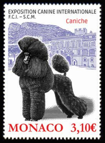timbre de Monaco x légende : Exposition canine internationale