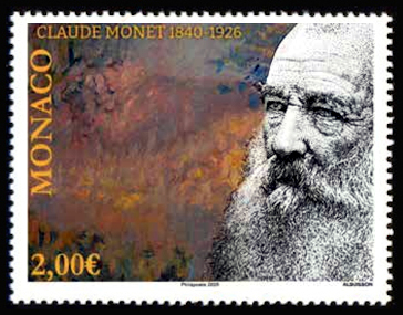 timbre de Monaco x légende : Claude Monet