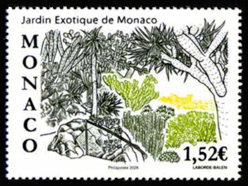 timbre de Monaco x légende : Jardin exotique de Monaco