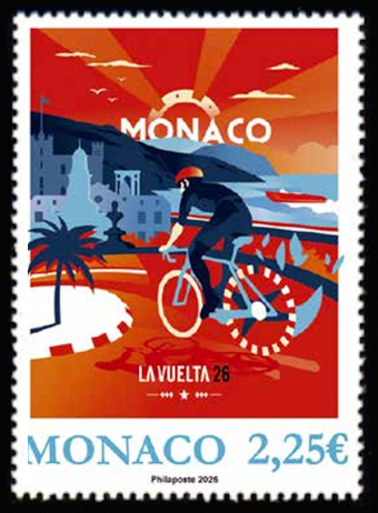 timbre de Monaco x légende : Départ de la Vuelta 2026