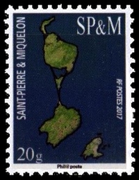 timbre de Saint-Pierre et Miquelon N° 1174 légende : Carte de Saint-Pierre, série courante