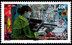 timbre de Saint-Pierre et Miquelon N° 1182 légende : Les standardistes de St-Pierre et Miquelon, Le 12
