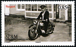 timbre de Saint-Pierre et Miquelon N° 1186 légende : Motos anciennes