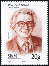 timbre de Saint-Pierre et Miquelon N° 1190 légende : Père Jean Marie Tillard (1927-2000)