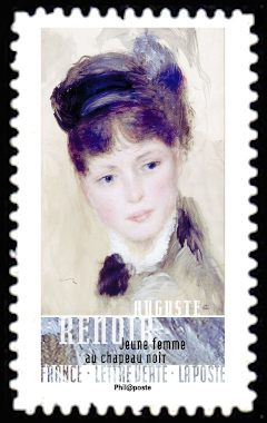  Visages impressionnistes <br>Jeune femme au chapeau noir de Pierre-Auguste Renoir