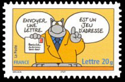  Sourires avec le chat du dessinateur Philippe Geluck <br>Envoyer une lettre est un jeu d'adresse