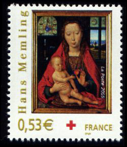  Croix rouge Hans Memling « La Vierge à l'Enfant » Diptyque de Maarten van Nieuwenhove (1487) 