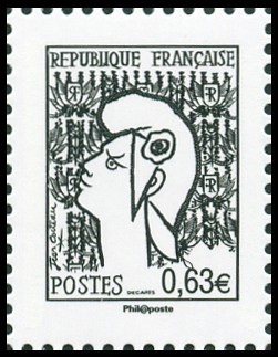  La Vème république au fil du timbre <br>Marianne de Cocteau