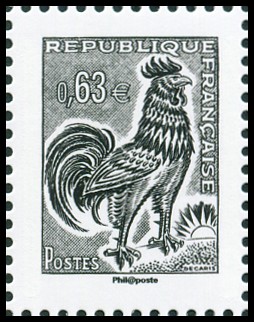  La Vème république au fil du timbre <br>Coq de Decaris