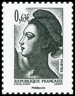  La Vème république au fil du timbre <br>Liberté de Gandon