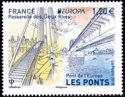  Passerelle des Deux Rives - Pont de l'Europe - timbre Europa 