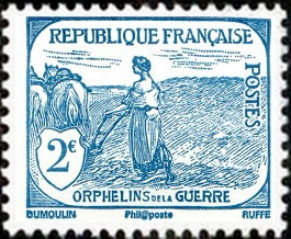  Orphelins de la guerre - Femme labourant  (reproduction des timbres de 1917-18) 