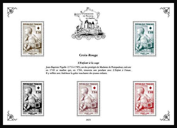  Patrimoine de France en timbres <br>Croix rouge « L'enfant à la cage »
