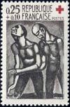 timbre N° 1324, Gravure sur bois du Miserere de Rouault - Coix rouge