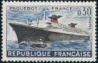 timbre N° 1325, «France»  Premier voyage du paquebot