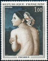 timbre N° 1530, Dominique Ingres (1780-1867)  «La Baigneuse»