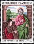 timbre N° 1732, Le Maître de Moulins Jean Hey, «Pierre de Bourbon présenté par Saint Pierre»