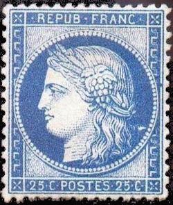  Cérès 25c bleu dentelé <br>Cérès dentelé IIIème République