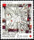 timbre N° 2449, Croix Rouge - Église Saint-Jacques de Reims - Vitrail de Vieira da Silva