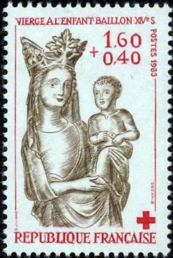  Croix Rouge <br>Vierge à l´Enfant, Baillon, XIVème siècle