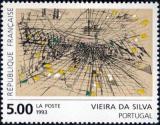  « Gravure rehaussée » oeuvre de Marie Hélène Vieira da Silva (1909-1992) 