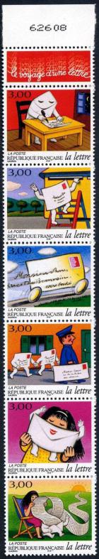 timbre N° B3065A, La bande : Les journées de la lettre. Le voyage d'une lettre