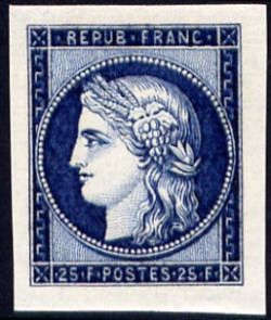  Centenaire du timbre Cérès 25F bleu 