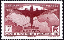  Conquète aérienne de l'Atlantique ( timbre N° 321 de 1936 ) 