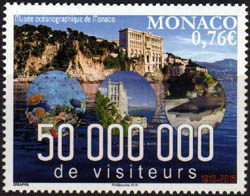 timbre de Monaco N° 2990 légende : 50.000.000. de visiteurs au Musée océanographique de Monaco