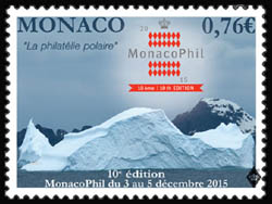 timbre de Monaco N° 2996 légende : MonacoPhil 2015 exposition internationale