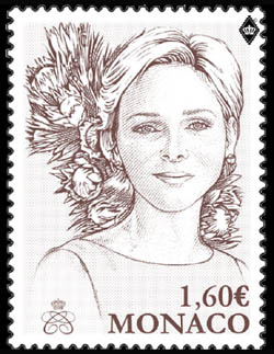 timbre de Monaco N° 3006 légende : Princesse Charlène de Monaco