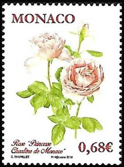 timbre de Monaco N° 3007 légende : Rose Charlène de Monaco