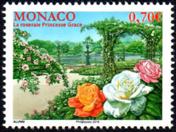 timbre de Monaco N° 3020 légende : Roseraie Princesse Grace