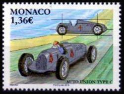 timbre de Monaco N° 3025 légende : Auto Union type C