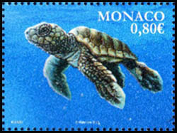 timbre de Monaco N° 3031 légende : Faune Tortues marines