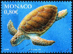 timbre de Monaco N° 3032 légende : Faune Tortues marines