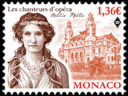 timbre de Monaco N° 3040 légende : Chanteurs d'opéra, Nellie Melba