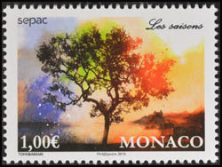 timbre de Monaco N° 3044 légende : SEPAC les saisons