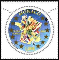 timbre de Monaco N° 3042 légende : Euro 2016