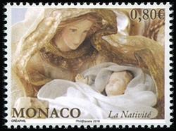 timbre de Monaco N° 3061 légende : La Nativité